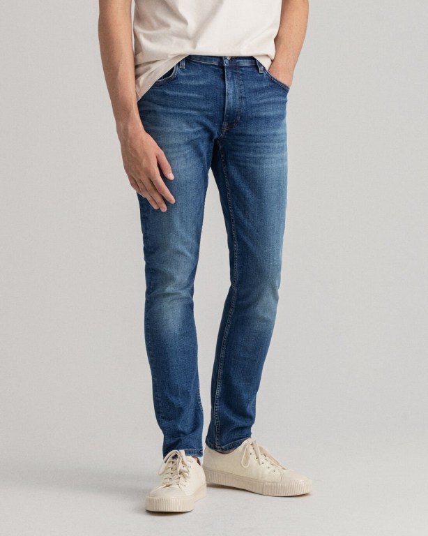 Gant Maxen Extra Slim Fit Retro Shield Men's Extra Slim Fit Jeans Blue | TQOUOeNE9UE