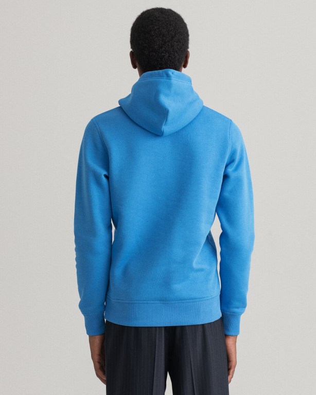 Gant Medium Archive Shield Men's Hoodies Blue | qgIKUABoj52