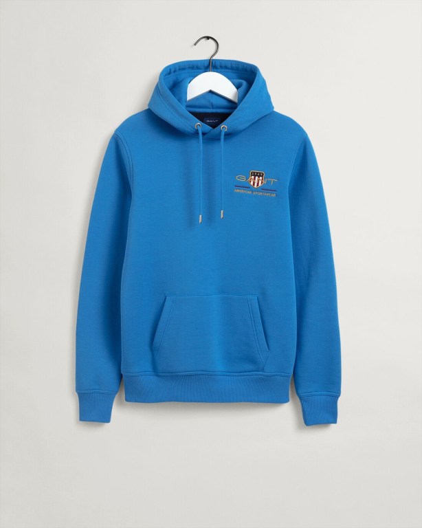 Gant Medium Archive Shield Men's Hoodies Blue | qgIKUABoj52