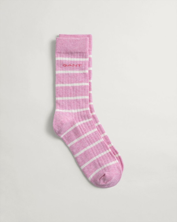 Gant Melange Breton Stripe Women\'s Socks Light Pink | lb4eaRhaw3Q