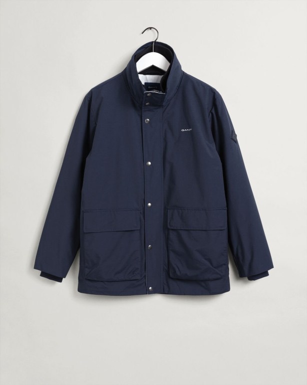 Gant Mist Jacket Men's Raincoats Dark Blue | 8WE48qgHY01