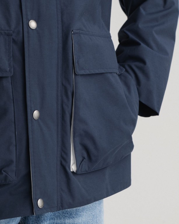 Gant Mist Jacket Men's Raincoats Dark Blue | 8WE48qgHY01