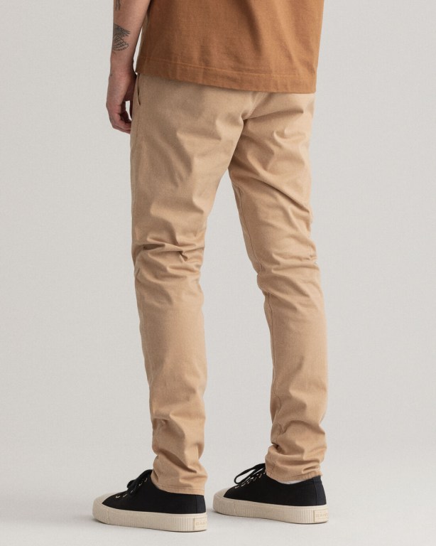 Gant Molsey Extra Slim Fit Brushed Chinos Men's Pants Dark Khaki | IcjkOQ4FkJr