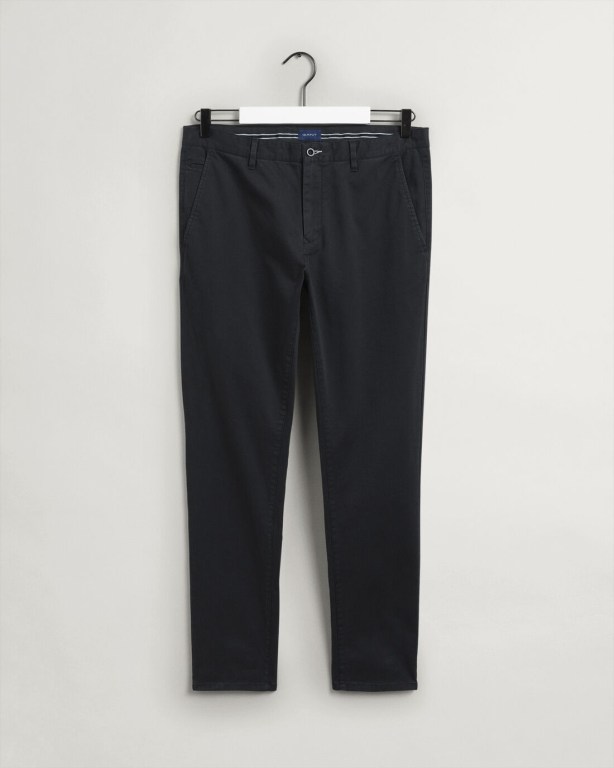 Gant Molsey Extra Slim Fit Brushed Chinos Men's Pants Black | PYIcQ9qhCKj