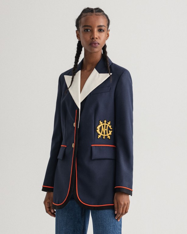 Gant Monogram Shaped Club Women\'s Blazers Blue | 53yPqrkXdPk