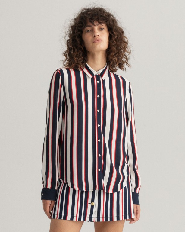 Gant Multi Stripe Women's Shirts Blue | cHDaJpbulpV