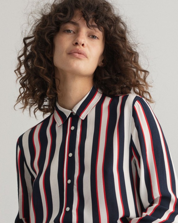 Gant Multi Stripe Women's Shirts Blue | cHDaJpbulpV