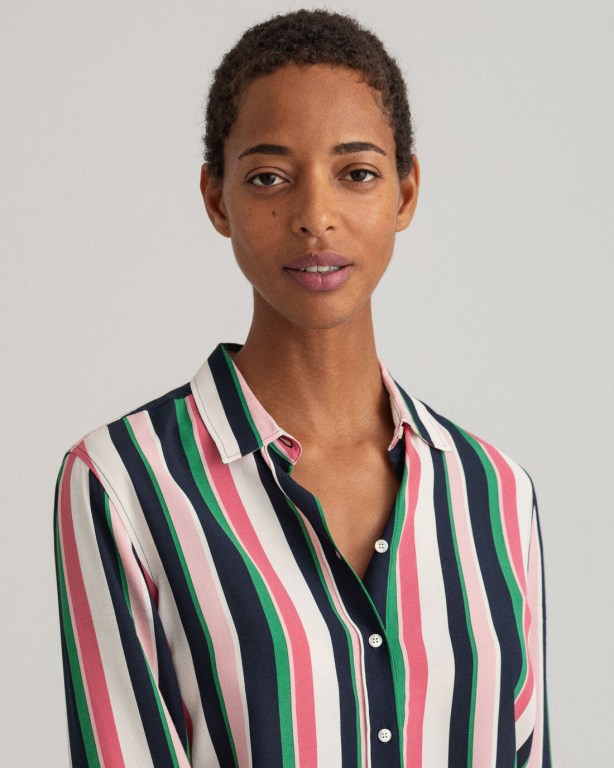 Gant Multi Stripe Women's Shirts Green | kBWKPQSM9DE