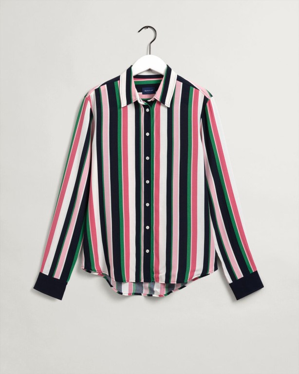 Gant Multi Stripe Women's Shirts Green | kBWKPQSM9DE