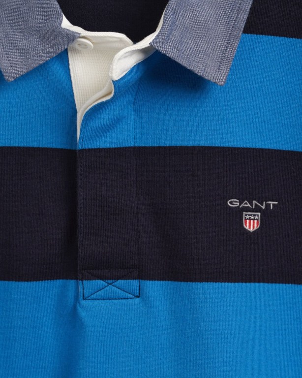 Gant Original Barstripe Heavy Men's Rugby Shirts Blue | HN9ypzXqfz2