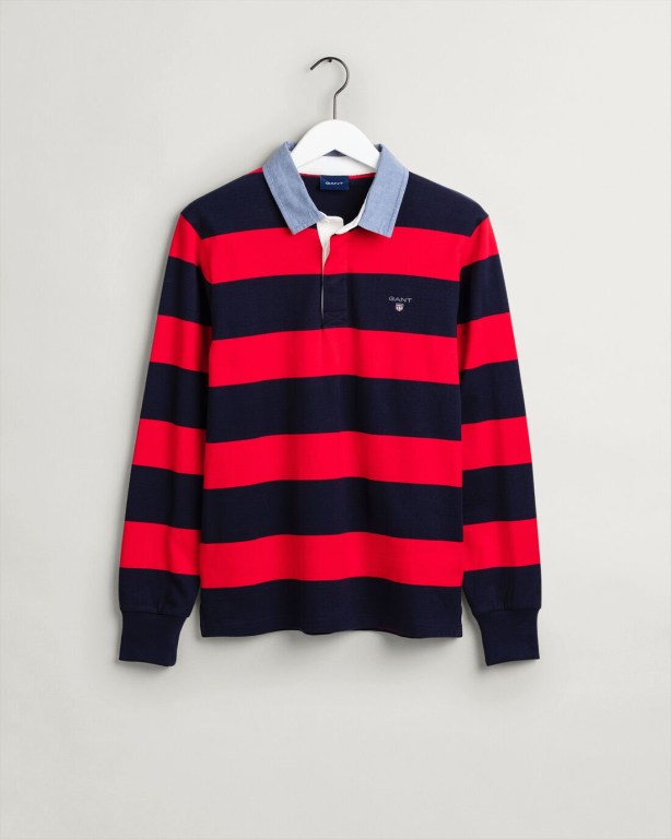 Gant Original Barstripe Heavy Men's Rugby Shirts Light Red | qHEfrTJYkJJ