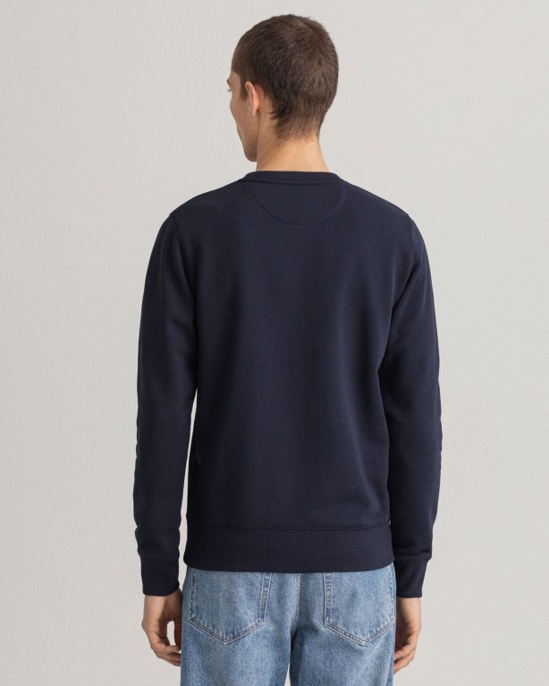 Gant Original Crew Neck Sweater Men's Sweatshirts Blue | 2wKCPfgtomS