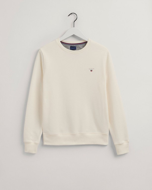 Gant Original Crew Neck Sweater Men's Sweatshirts White | 5dA5q5xbRQG