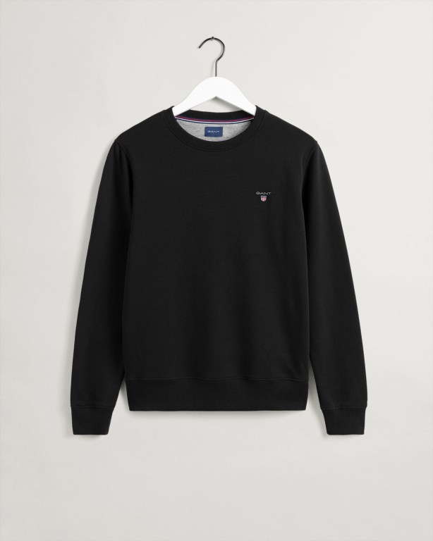 Gant Original Crew Neck Sweater Men's Sweatshirts Black | oiWpuwJsjPw