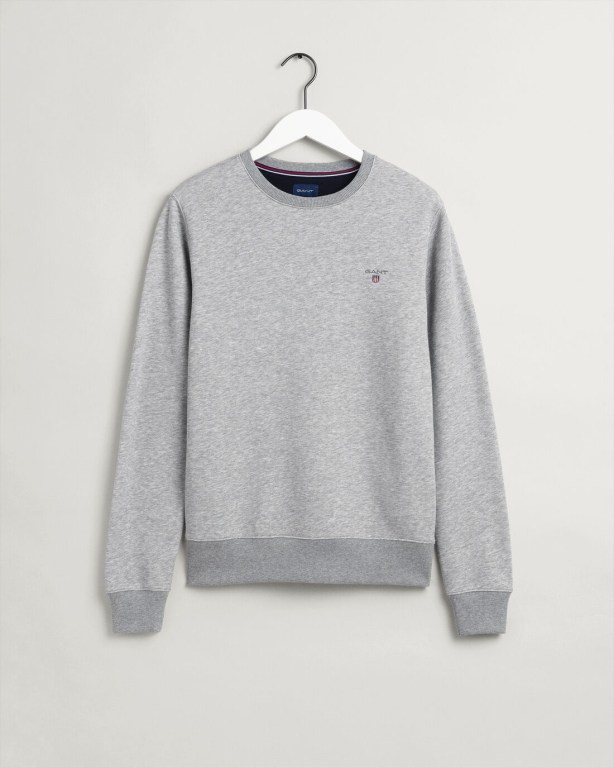 Gant Original Crew Neck Sweater Men's Sweatshirts Grey | zDliR3QYfZ8