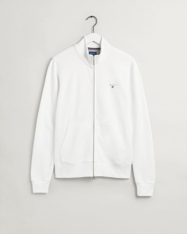 Gant Original Full-Zip Cardigan Men's Full Zip Sweatshirts White | GCvhFEL3bT5