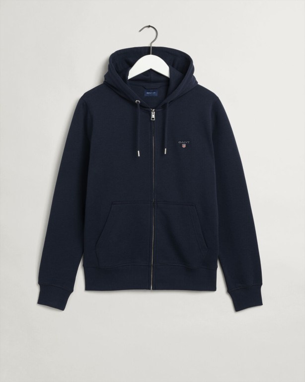 Gant Original Full-Zip Men\'s Hoodies Blue | KcSl3DDGixR