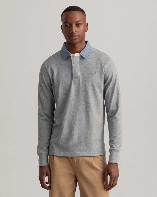 Gant Original Heavy Men's Rugby Shirts Grey | 0tNJwklBYsa