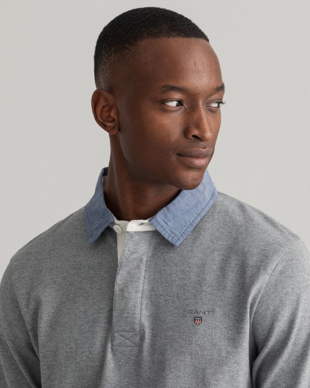 Gant Original Heavy Men's Rugby Shirts Grey | 0tNJwklBYsa