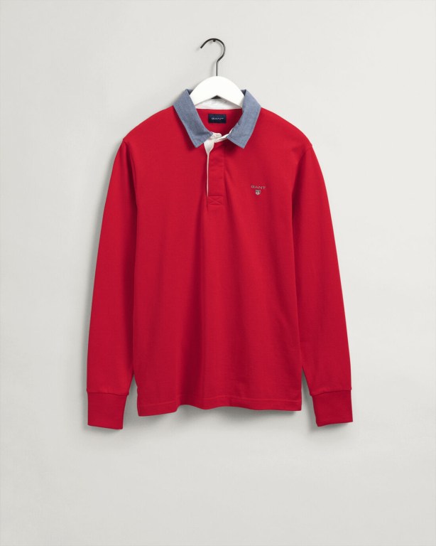 Gant Original Heavy Men's Rugby Shirts Light Red | rBsOCjdZ6nH