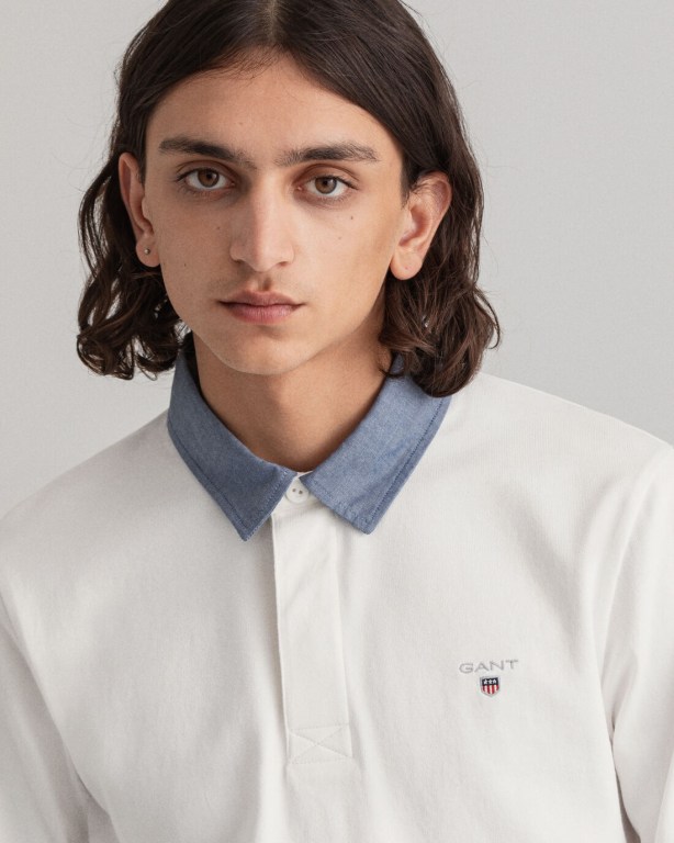 Gant Original Heavy Men's Rugby Shirts White | hKWLUjQBUFv