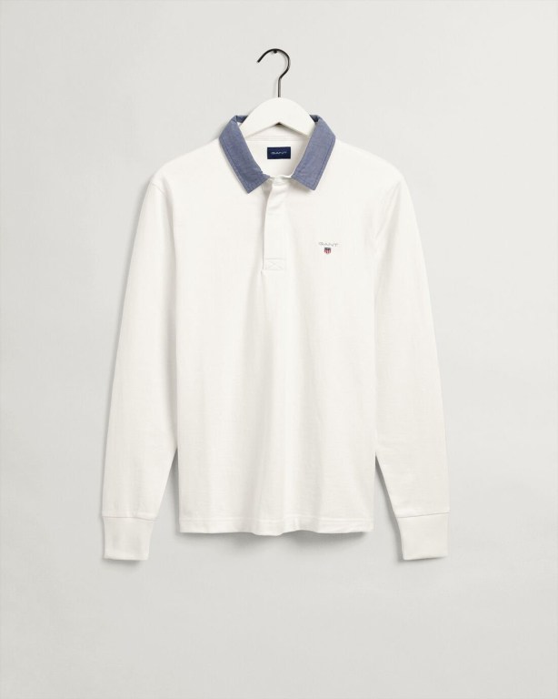 Gant Original Heavy Men's Rugby Shirts White | hKWLUjQBUFv