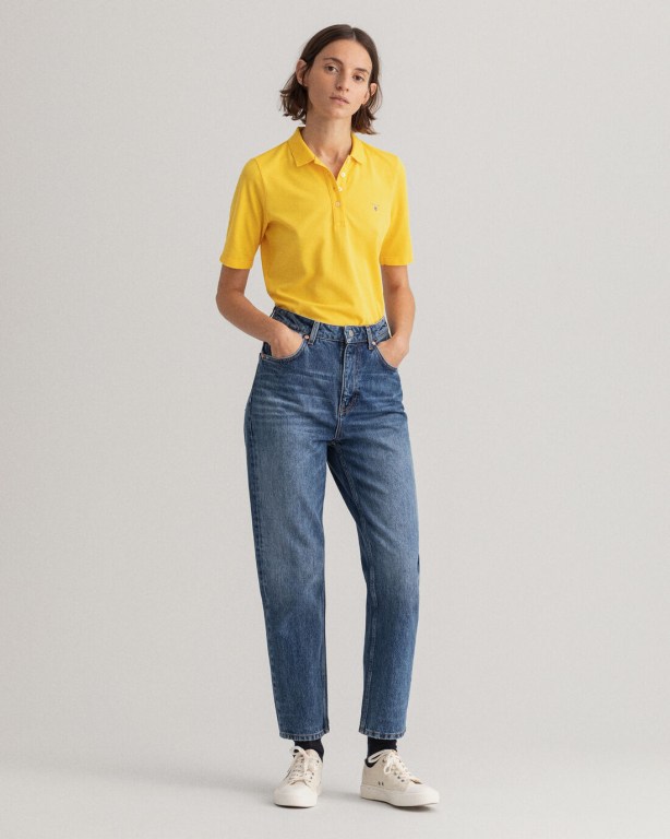 Gant Original Long-Short Sleeve Piqué Women's Polos Yellow | 2inDaroBAb3