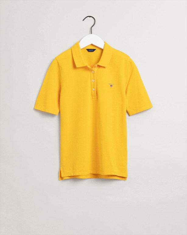 Gant Original Long-Short Sleeve Piqué Women's Polos Yellow | 2inDaroBAb3