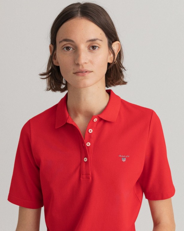 Gant Original Long-Short Sleeve Piqué Women's Polos Light Red | HF1g5qeIx99