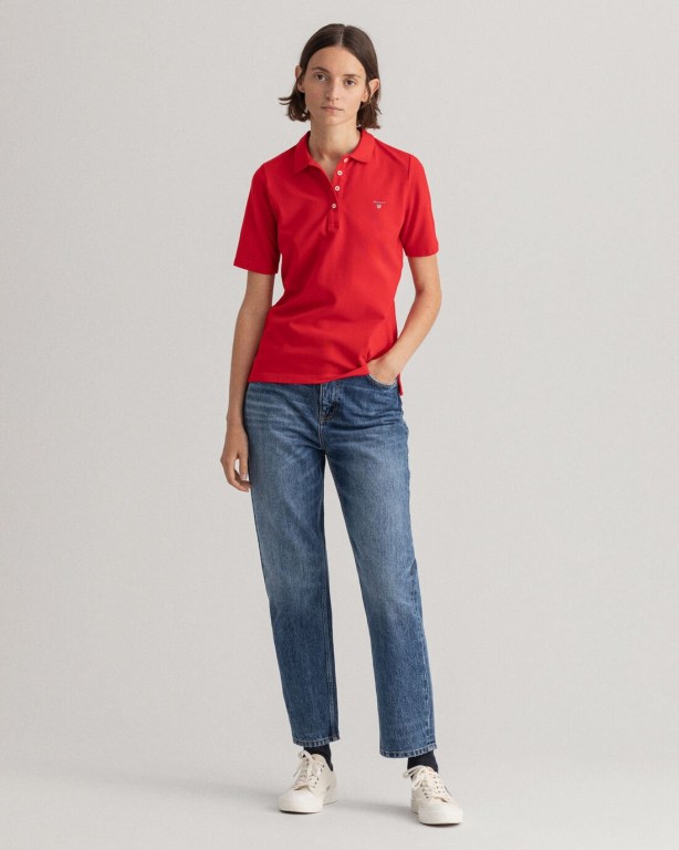 Gant Original Long-Short Sleeve Piqué Women's Polos Light Red | HF1g5qeIx99