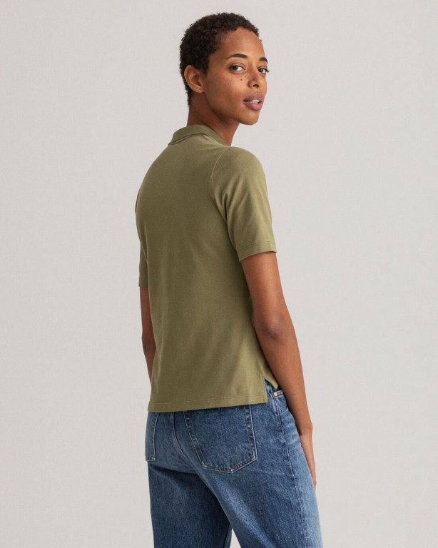 Gant Original Long-Short Sleeve Piqué Women's Polos Green | hgCC0vGW0lx