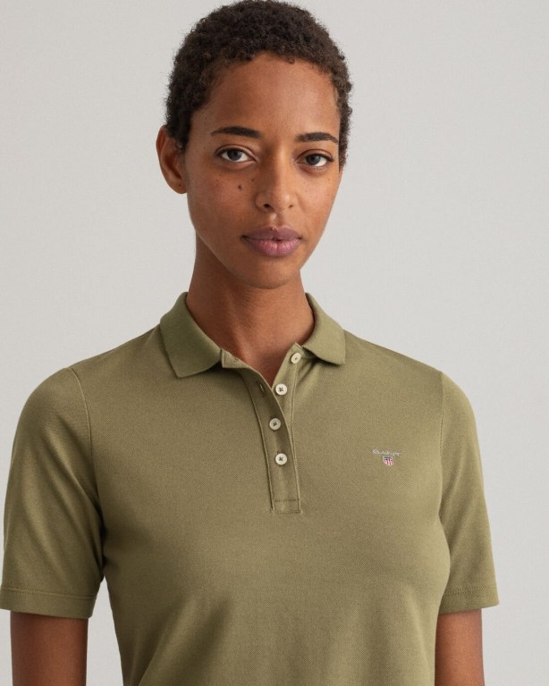 Gant Original Long-Short Sleeve Piqué Women's Polos Green | hgCC0vGW0lx