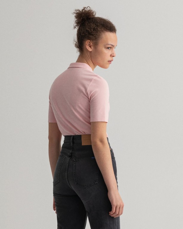 Gant Original Long-Short Sleeve Piqué Women's Polos Pink | mBggNWsYesO