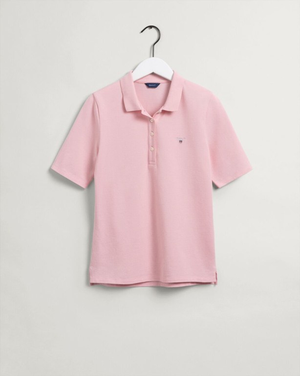 Gant Original Long-Short Sleeve Piqué Women's Polos Pink | mBggNWsYesO