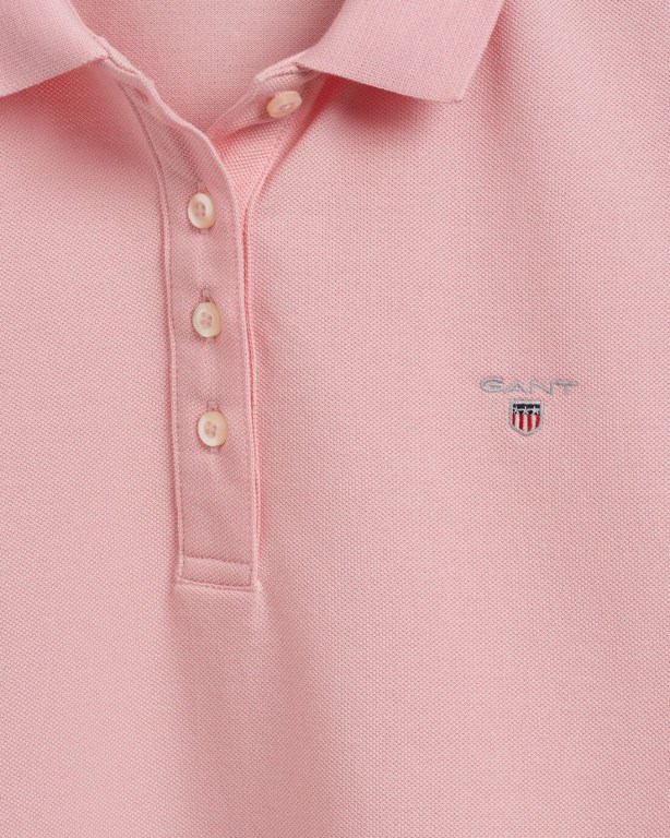 Gant Original Long-Short Sleeve Piqué Women's Polos Pink | mBggNWsYesO