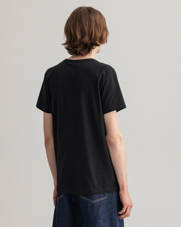 Gant Original Men's T-shirts Black | HX1gXYQLM26