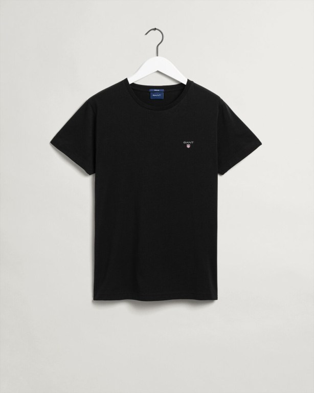 Gant Original Men's T-shirts Black | HX1gXYQLM26