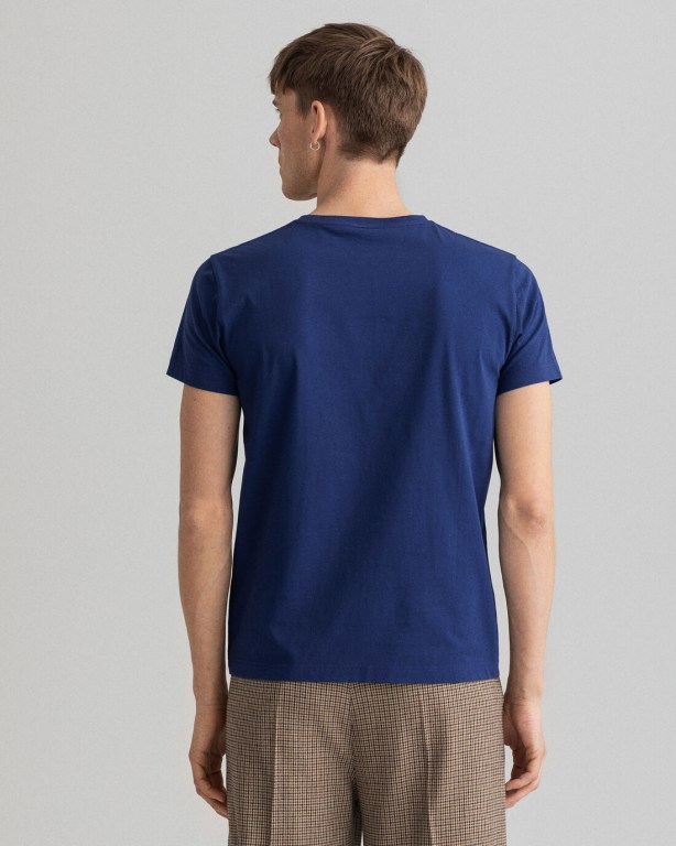 Gant Original Men's T-shirts Blue | NlvJYoK2Vev