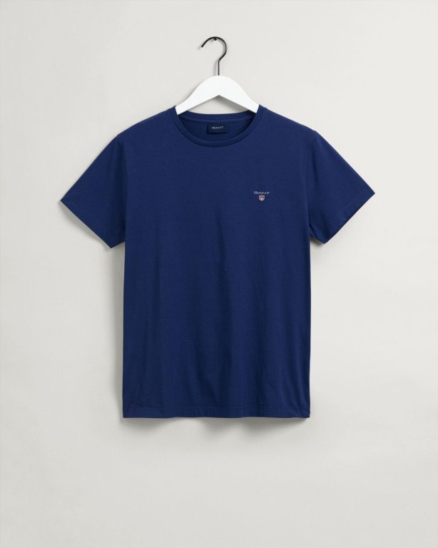 Gant Original Men's T-shirts Blue | NlvJYoK2Vev