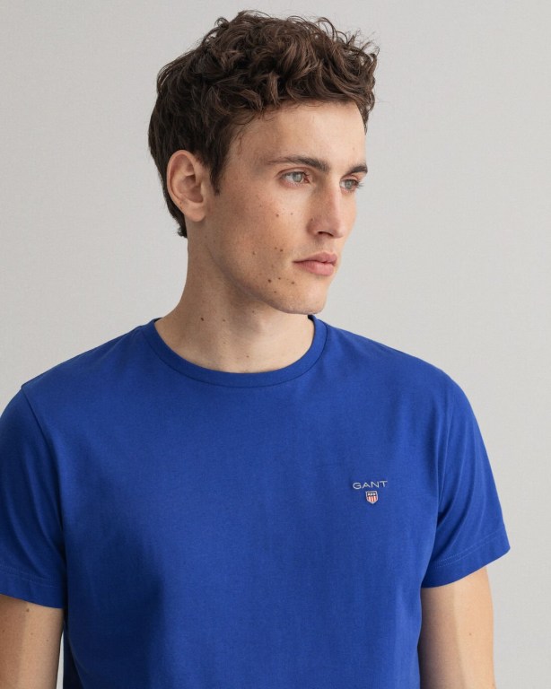 Gant Original Men's T-shirts Blue | UbRB7ydAcBy