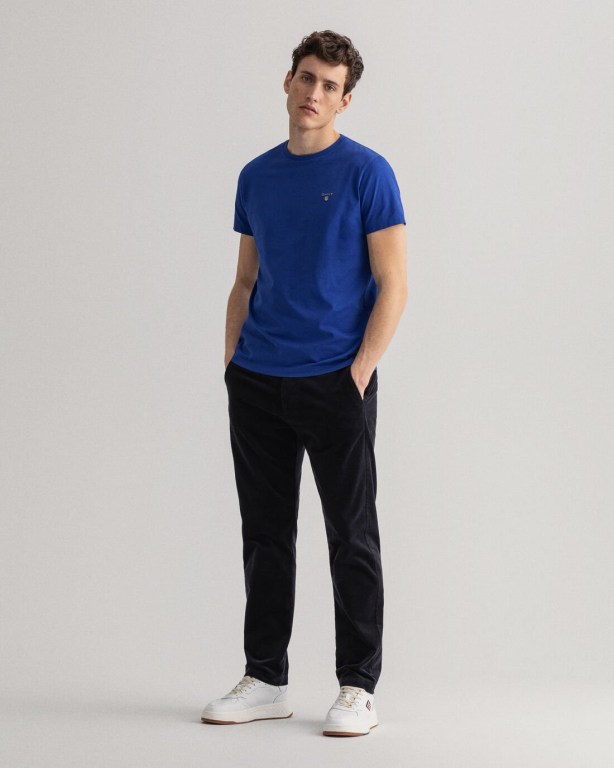 Gant Original Men's T-shirts Blue | UbRB7ydAcBy