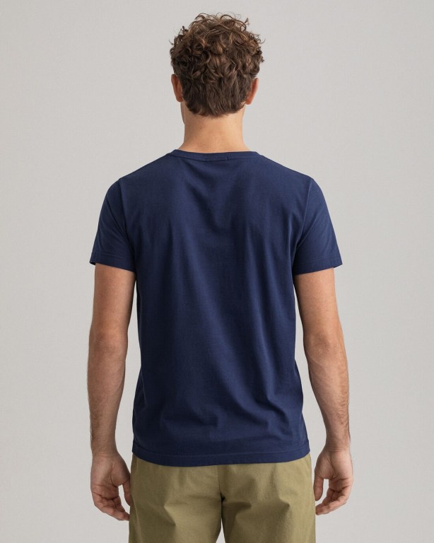 Gant Original Men's T-shirts Blue | bXZMKsUvQFK