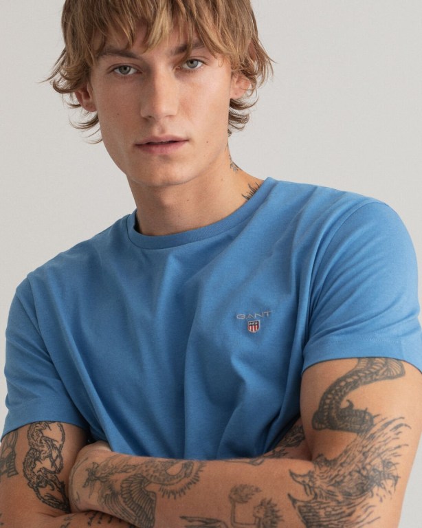 Gant Original Men's T-shirts Blue | zJ3ryjSXFm8