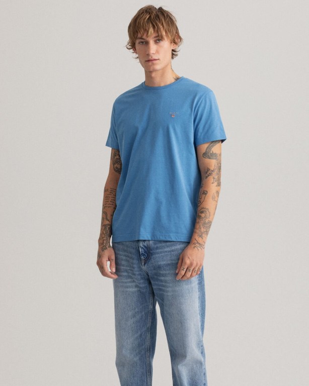 Gant Original Men's T-shirts Blue | zJ3ryjSXFm8