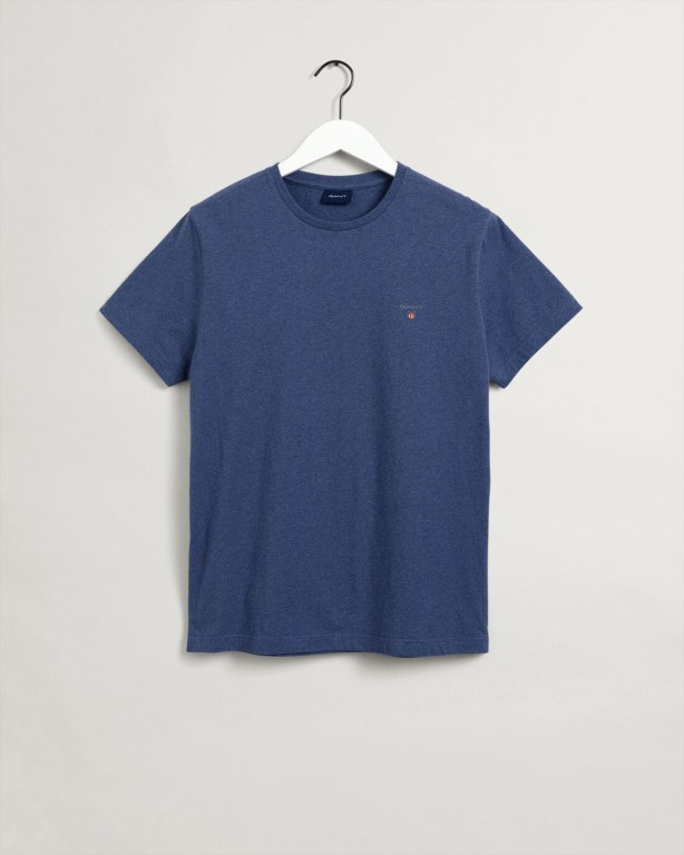 Gant Original Men's T-shirts Dark Blue | 6t82WxmcgJ3