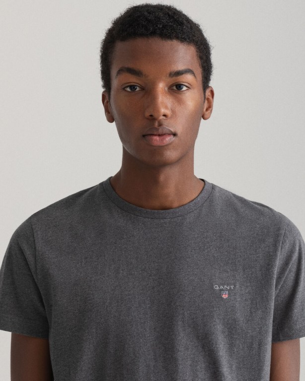 Gant Original Men's T-shirts Dark Grey | e4VzBxNT5N4