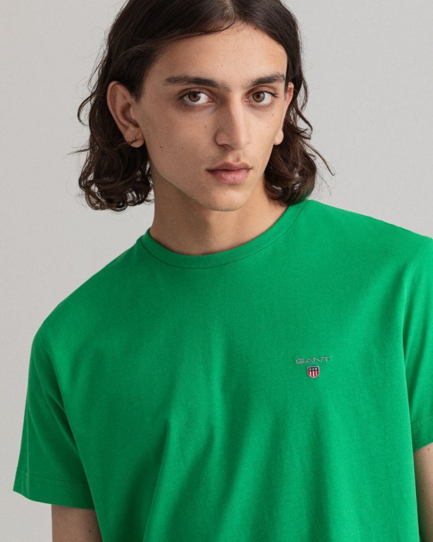 Gant Original Men's T-shirts Green | 1AMQ2viYM5w