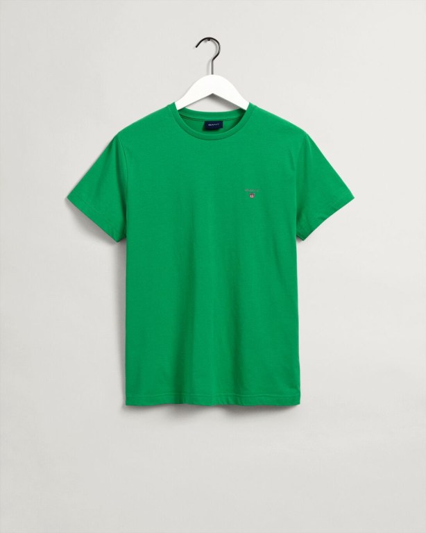 Gant Original Men's T-shirts Green | 1AMQ2viYM5w