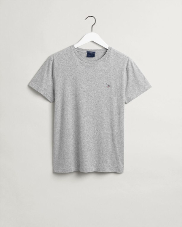 Gant Original Men's T-shirts Light Grey | 4zTcZTA0vkN