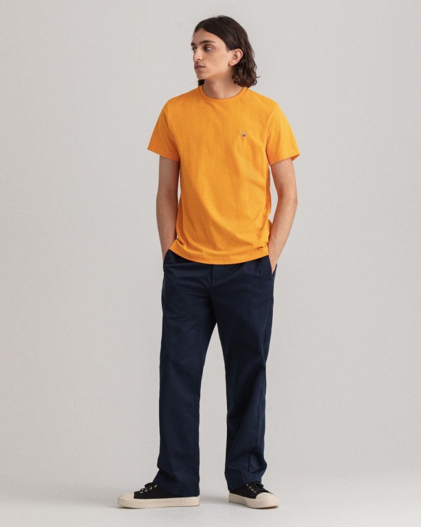 Gant Original Men's T-shirts Orange | OmxQkjlGhZ6